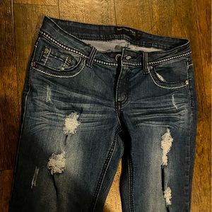 Women’s ‘twenty one black’ by Rue21 distressed bootcut jeans size 7/8 regular
